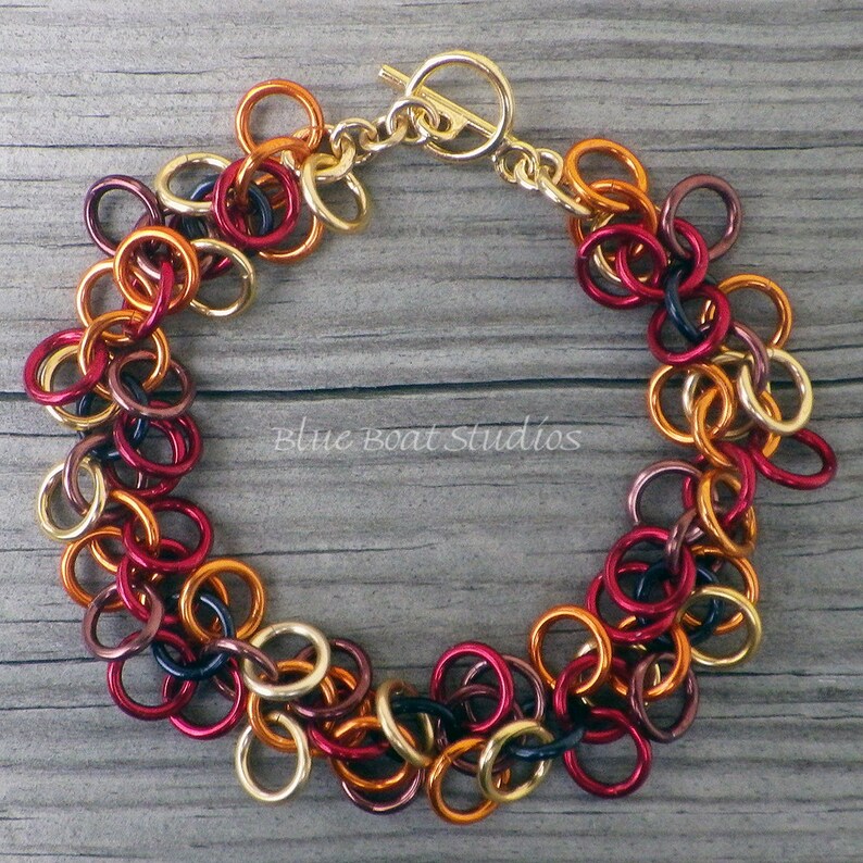 Colorful Fall Chain Maille Bracelet Shaggy Loops Bracelet Etsy