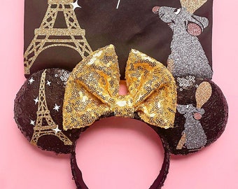 Dream in Paris Mouse Ears | Mouse Headband | Sequin Ears | Disney Headband | Disney Parks | Epcot | Remy | Ratatouille