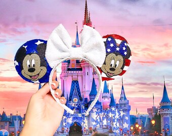 American Mouse Ears | Mouse Headband | Sequin Ears | Disney Headband | 4th of July
