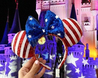 Minnie Military Headband Navy Disney Ear Patriotic Mouse  display picture 2
