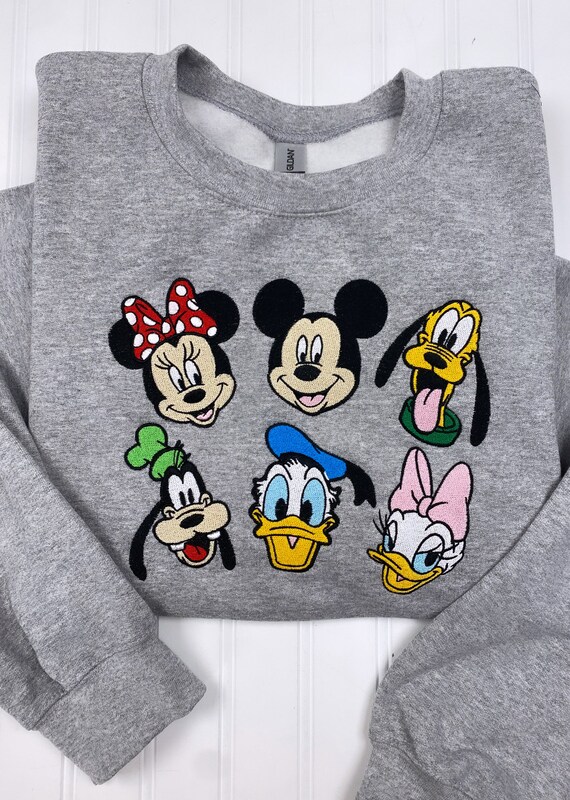 Mickey & Friends Embroidered Sweatshirt - Etsy