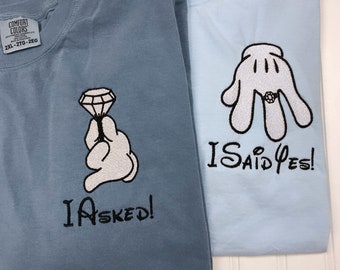 I Asked/I Said Yes Embroidered T-Shirt