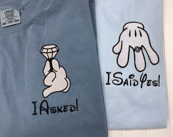 I Asked/I Said Yes Embroidered T-Shirt