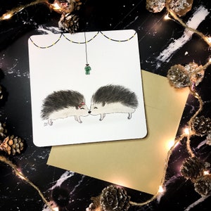 Urlaub (Hedge)Hugs Glitzer-Karte, Weihnachtskarte, Weihnachtskarte, Paare Karte, erste Weihnachten, Verlobung
