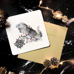 Feestelijke Feline glitterkaart, kerstkaart, vakantiekaart, dierenliefhebbers