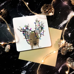 Het is Kerstmis, Herten glitter kaart, kerstkaart, vakantie kaart, dierenliefhebbers