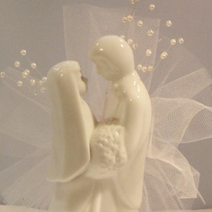 Wedding, Bridal Bride and Groom Porcelain Cake Topper Vintage image 4