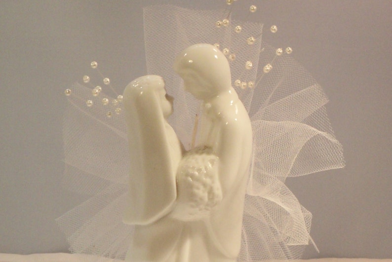 Wedding, Bridal Bride and Groom Porcelain Cake Topper Vintage image 4