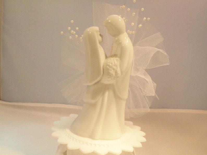 Wedding, Bridal Bride and Groom Porcelain Cake Topper Vintage image 1