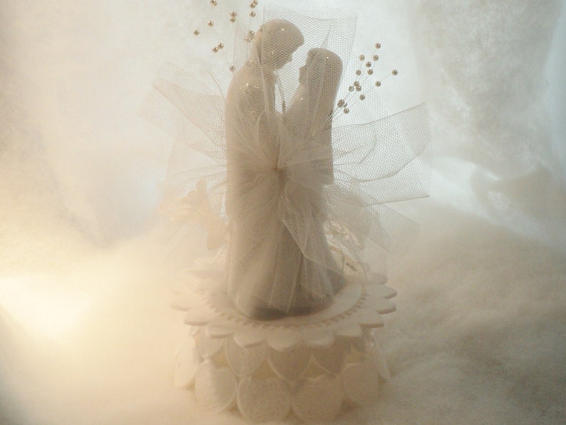 Wedding, Bridal Bride and Groom Porcelain Cake Topper Vintage image 3