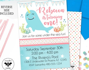 Narwhal invitation | Etsy