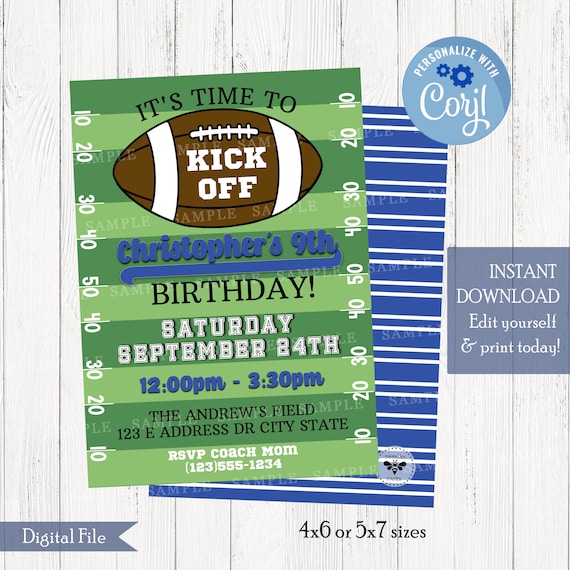Printable Football Birthday Invitation / DIGITAL Sports VIP - Etsy