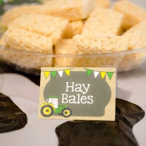 Tractor Food Label, Tractor Birthday Treat Tags, Farm Birthday Labels, Chalkboard Digital Tractor Placeholder, Tractor Party Table Tents image 3