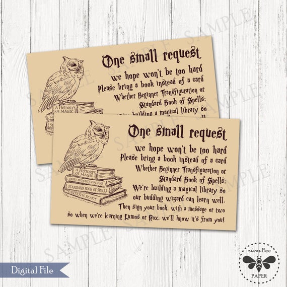 Magical Bring A Book Shower Card Matching Wizard Baby Request