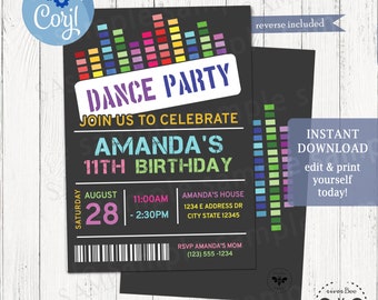 Dance Pass Party Birthday Invitation Printable, Digital VIP Dance Pass Party Invite, Just Dance Birthday Invitation