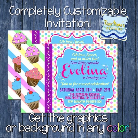 Items similar to Printable Cupcake Birthday Invitation / Sweet Shop ...