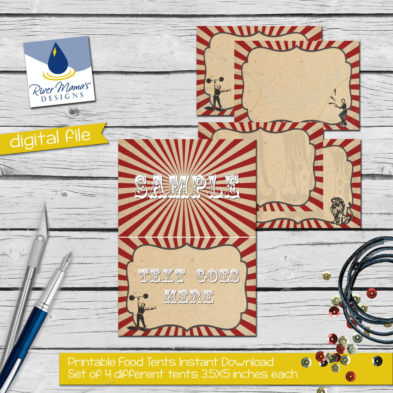 printable circus food tent digital carnival place cards digital place cards