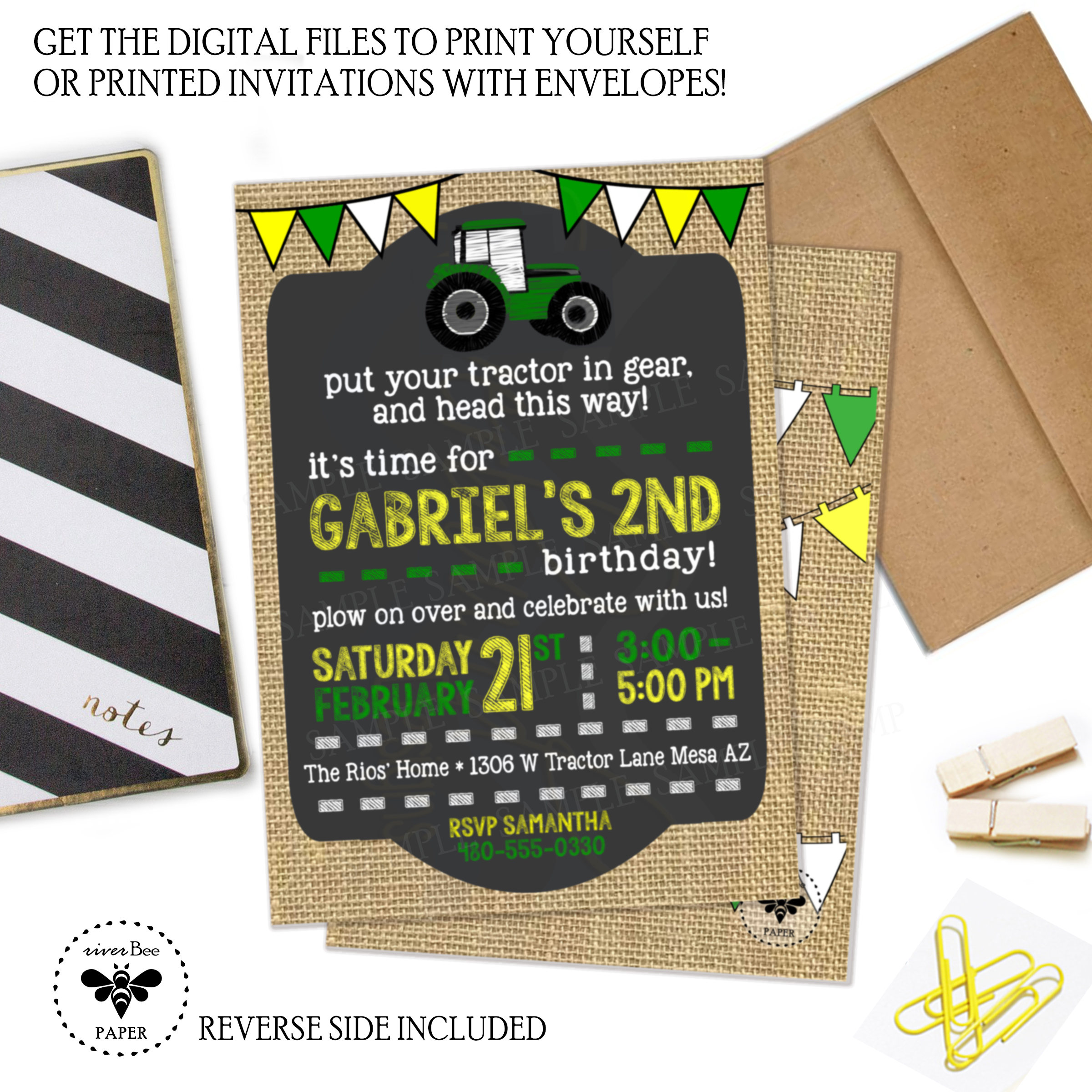 Tractor Birthday Invitation Digital Tractor Invitation Etsy