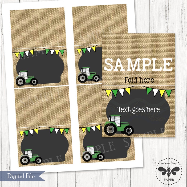 Tractor Food Label, Tractor Birthday Treat Tags, Farm Birthday Labels, Chalkboard Digital Tractor Placeholder, Tractor Party Table Tents image 1