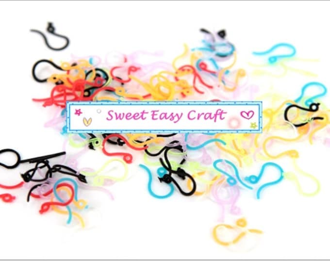 80 Hypoallergenic Plastic Earring Hooks Mixed Color Great for Etsy