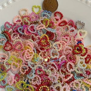 50/100pcs assorted Color #02  Heart Pearl Halo Cabochons DIY phone decor nail Jewelry supplies Resins slimes Scrapbook