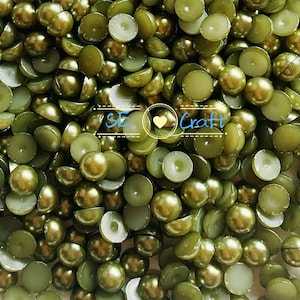 200/1000PCS 3, 4, 5, 6, 8, 10mm Round Hunter Green Half Pearl Flatback Bling Gems Resin Acrylic Flat back Deco Nail Art Craft