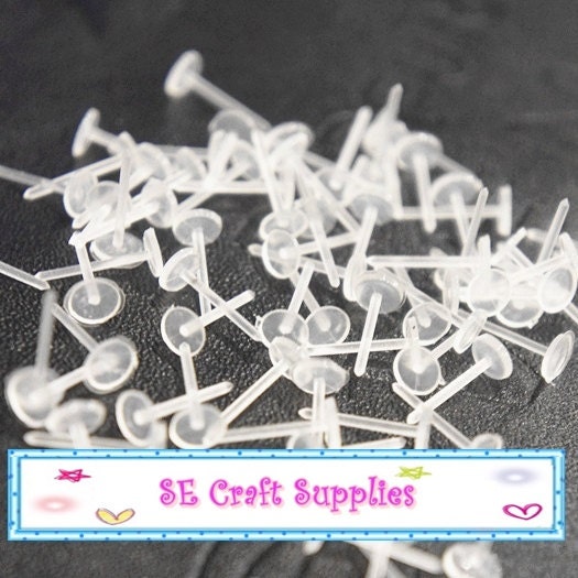 Small Crystal Stud Earrings  4mm Medical Plastic