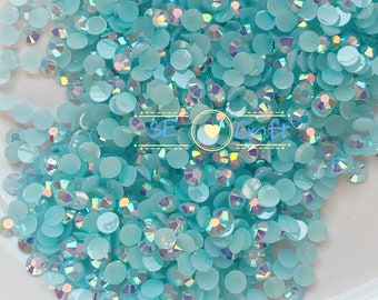 200-1000 PCS 3, 4, 5, 6mm Round  AB Light Blue Jelly Flatback Rhinestone Bling 14 Cut Gems Resin Acrylic Flat back Deco Nail Art Craft