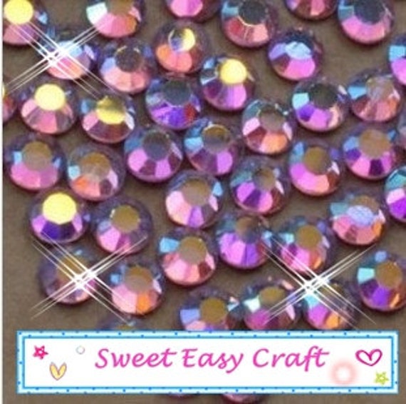 200 Pcs 3 4 Mm Round Purple Ab Crystal Flatback Rhinestone Etsy