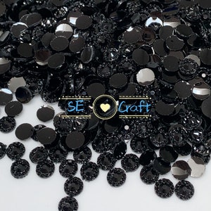 200/1000 peças 4/ 5/ 6mm preto redondo girassol cristal halo com parte traseira lisa strass blinggems resina acrílica com parte traseira lisa decoração arte de unha artesanato