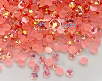 200-1000 PCS 3, 4, 5, 6mm Round  AB Pink Jelly Flatback Rhinestone Bling 14 Cut Gems Resin Acrylic Flat back Deco Nail Art Craft