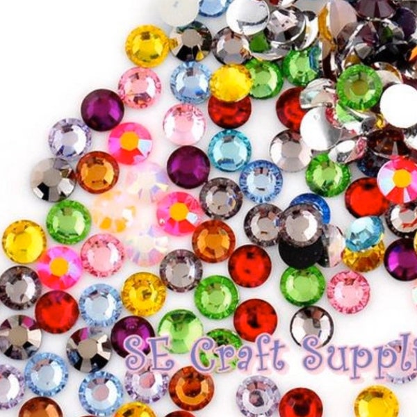 200 -1000PCS 2, 3, 4, 5, 6mm Rond Cristal Mixte Strass Strass Bling 14 Gemmes Coupées Résine Acrylique Flatback Déco Nail Art Artisanat