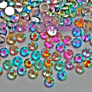 200 PCS 3, 4, 5mm Round Assorted AB Color Crystal Flatback Rhinestone Bling 14 Cut Gems Resin Acrylic Flat back Deco Nail Art Craft