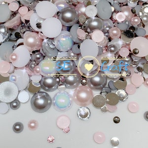 CHOOSE SIZE White Flatback Pearls Diy Deco Plastic Scrapbooking  Embellishments Decoden Craft Supply Half Round 2mm 3mm 4mm 5mm 6mm 8mm 10mm  