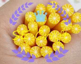 2pcs peeled Orange Fruit Polymer Clay Stick Fimo Cane - nail art jewelry making