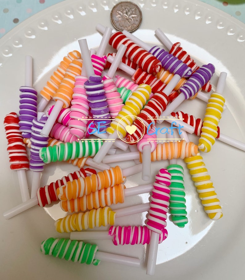 5pcs Rainbow Marshmallow Swirl Lollipop Polymer Clay Cabochons Etsy