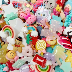 50/100pcs Assorted Random Kawaii Resin Flatback Cabochons Lot Grab bag Mystery Bulk Bag