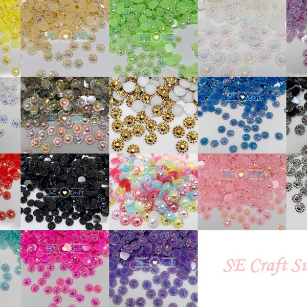 200/1000PCS  4mm AB Round Sunflower Crystal Halo Flatback Rhinestone BlingGems Resin Acrylic Flatback Deco Nail Art Craft