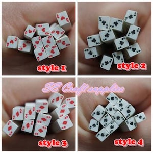 2pcs Playing Cards Poker Ace of Club hearts diamonds spades Polymer Clay Stick Fimo Cane DIY phone decor nail Jewelry supplies finding