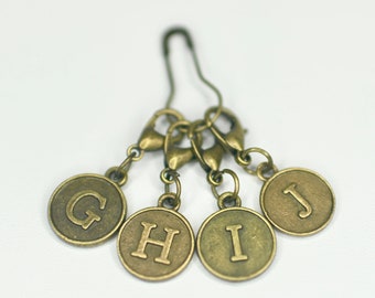 Crochet Stitch Marker, WIP Letter Project Hook Minder G, H, I, J - don't forget which hook you're using! gift knitting