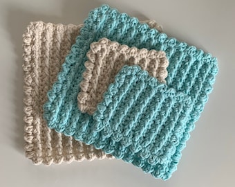 Textured Scrubby and Washcloth Crochet Pattern, reusable cleaning dishcloth, sponge, scrub, dishes, environmentally friendly, gift