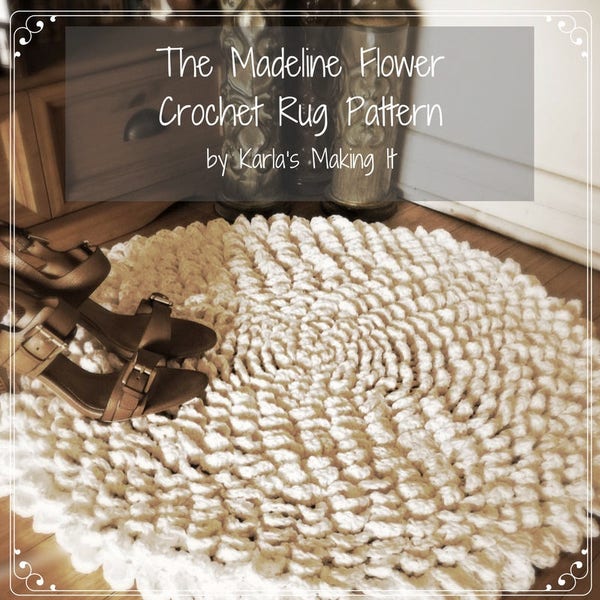 The Madeline Flower Rug Crochet Pattern, kitchen, bathroom, nursery girls room home decor, gift