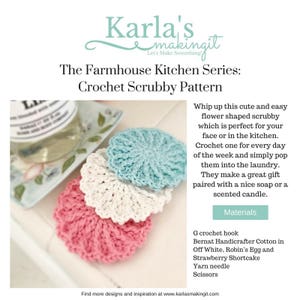 The Farmhouse Kitchen Scrubby Crochet Pattern, face scrubbies gift digital download image 2