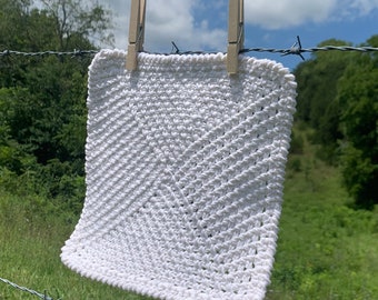 Cottage Washcloth Crochet Pattern, farmhouse, white, dishcloth, square, gift