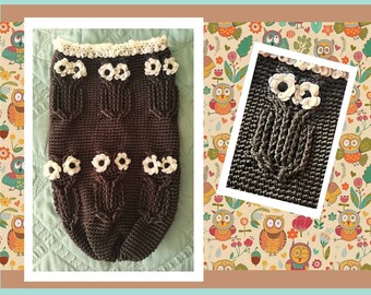 Newborn Owl Cocoon Crochet Pattern, baby, gift, papoose, circular Digital Download