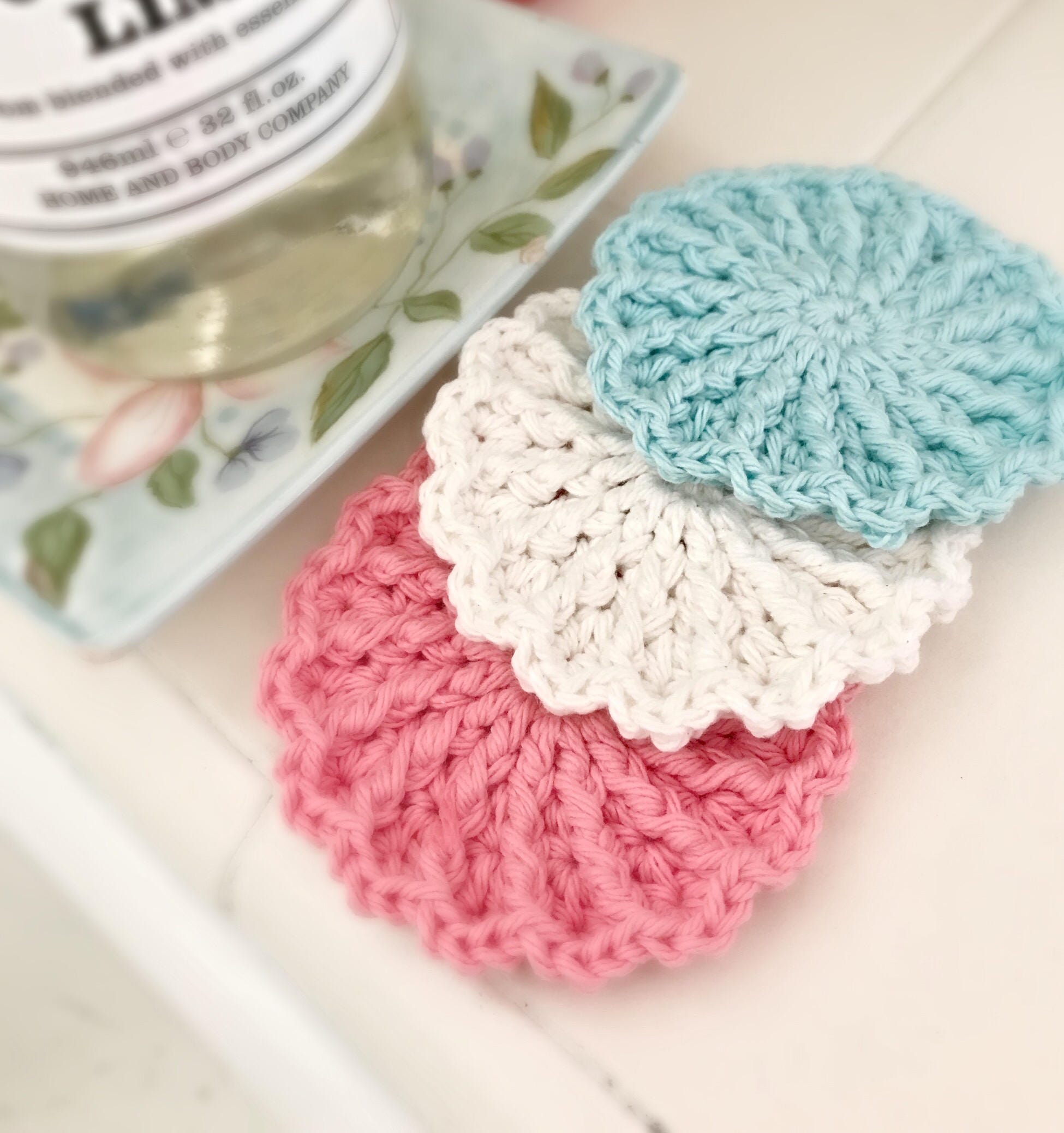 The Farmhouse Kitchen Scrubby Crochet Pattern, face scrubbies gift digital download