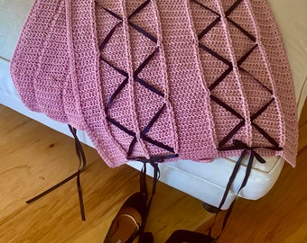 Pink Couture Victorian Wrap Crochet Pattern, matrimonio, formale, scialle, vintage, regalo con fiocco, vintage,