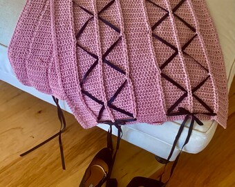 Pink Couture Victorian Wrap Crochet Pattern, wedding, formal, shawl, vintage, bow gift, vintage,