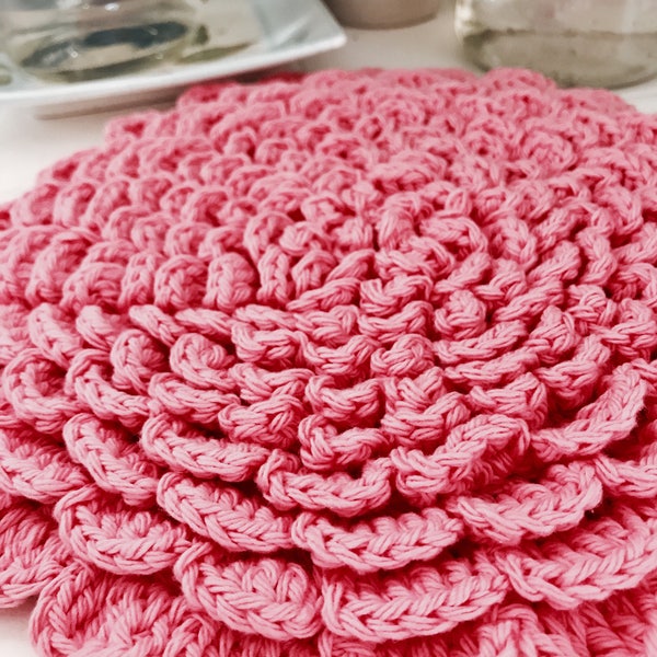 The Farmhouse Kitchen Blossom Trivet Crochet Pattern, Digital Download, shabby chic, flower, potholder, gift