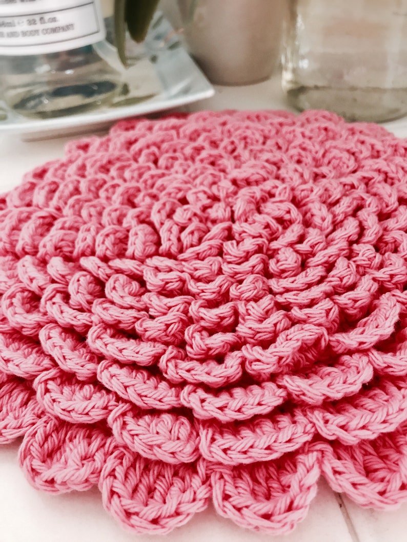 The Farmhouse Kitchen Blossom Trivet Crochet Pattern, Digital Download, shabby chic, flower, potholder, gift image 1